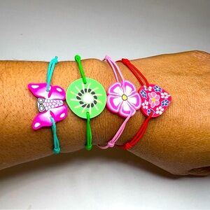 String Stretch Bracelets, Colorful Flower Fruit Heart Butterfly